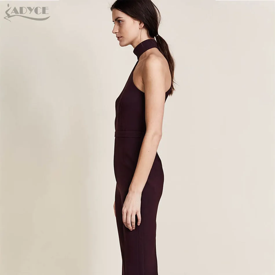 Jumpsuits Black Halter One Shoulder Sleeveless Rompers Woman Bodysuits