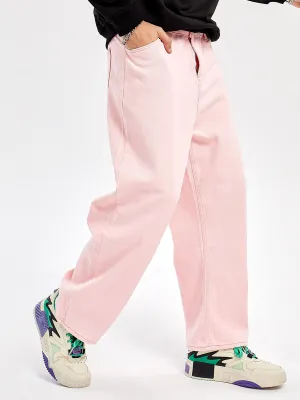 JUSTNOTAG Casual Street HipHop Print Pink Long Loose Jeans