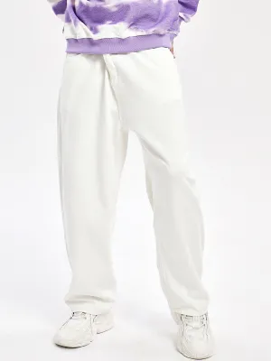 JUSTNOTAG Casual Street HipHop Print White Long Loose Jeans