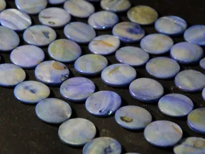 Light Blue Flat Circular Designer Glass Shell Beads- 20 mm