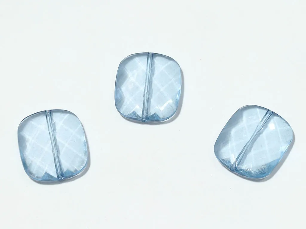 Light Blue Flat Rectangular Plastic Beads - 38x30 mm