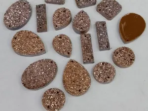 Light Brown & Pink Shimmer 2 Hole Mix Plastic Stones