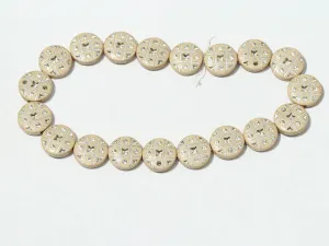 Light Cream Designer Circular Plastic Beads - 18 mm