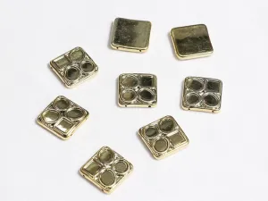 Light Golden Designer Square Plastic Beads - 25x25 mm