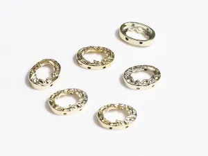 Light Golden Oval Ring Plastic Beads - 18x25 mm