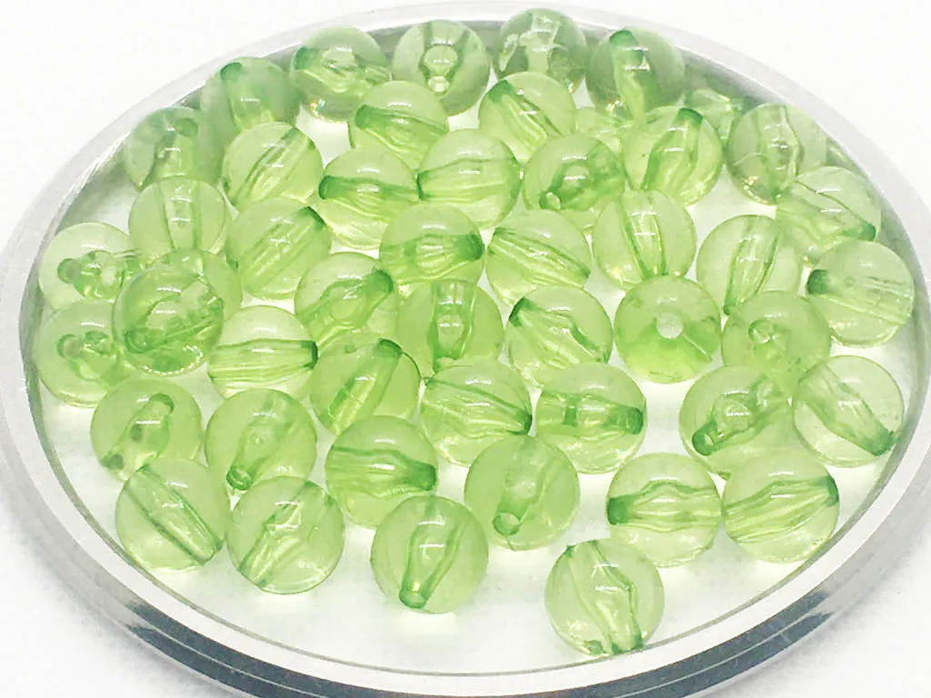 Light Green Circular Plastic Beads- 8 mm