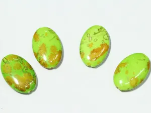 Light Green Mustard Designer Oval Plastic Beads - 40x25 mm