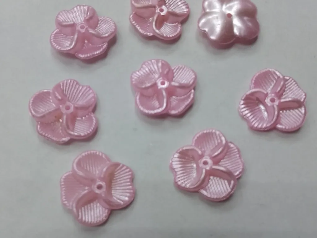 Light Pink Flat Flower Plastic Beads- 22 mm
