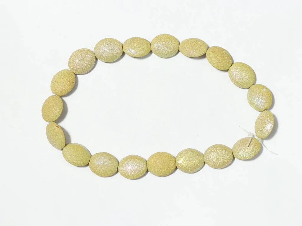 Lime Yellow Sparkle Oval Plastic Beads - 20x18 mm