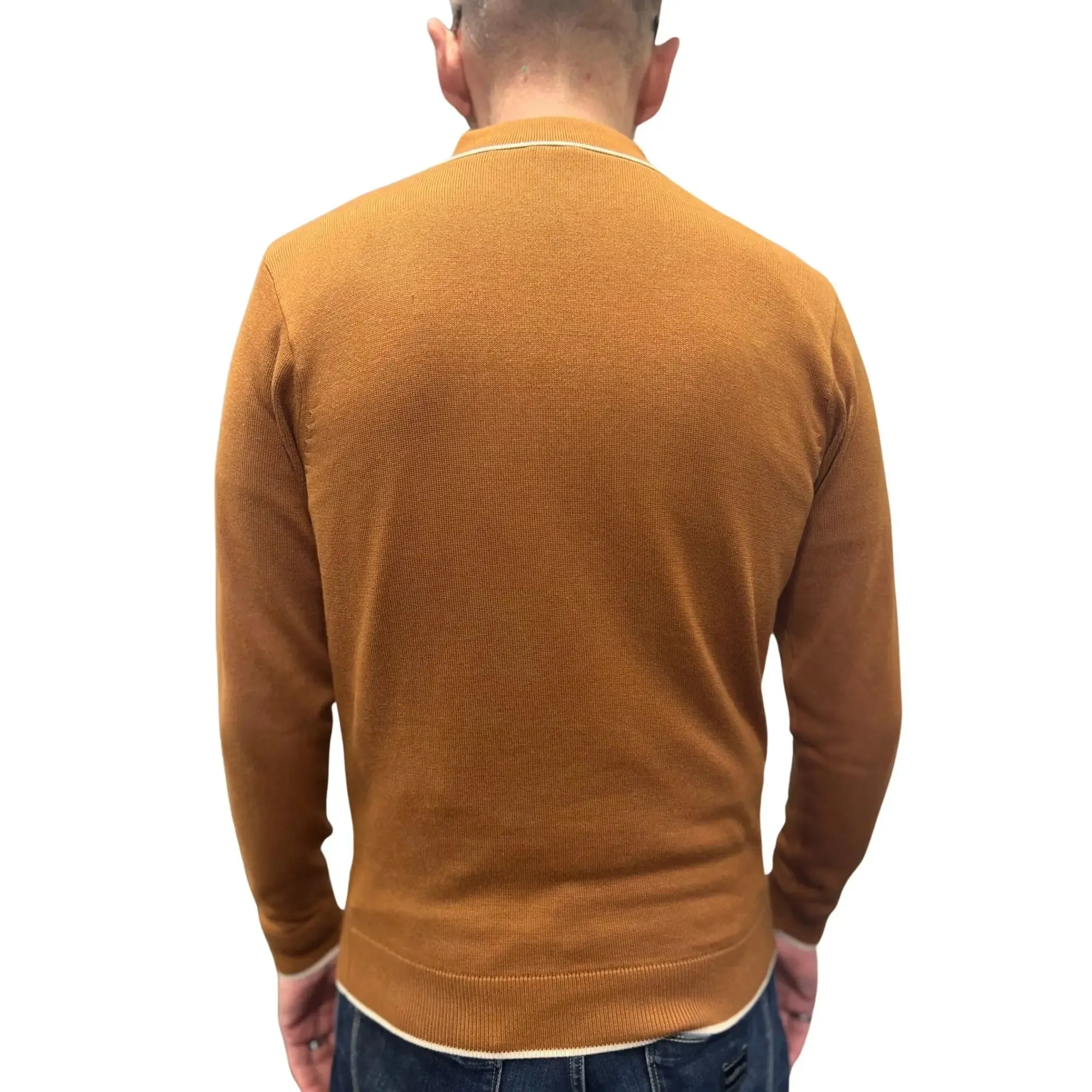 Lineker Walnut Long-Sleeved Knitted Polo