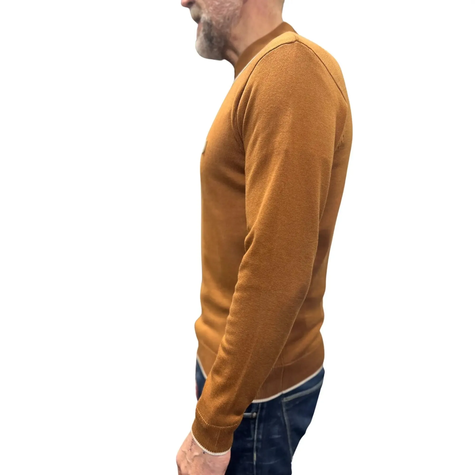 Lineker Walnut Long-Sleeved Knitted Polo