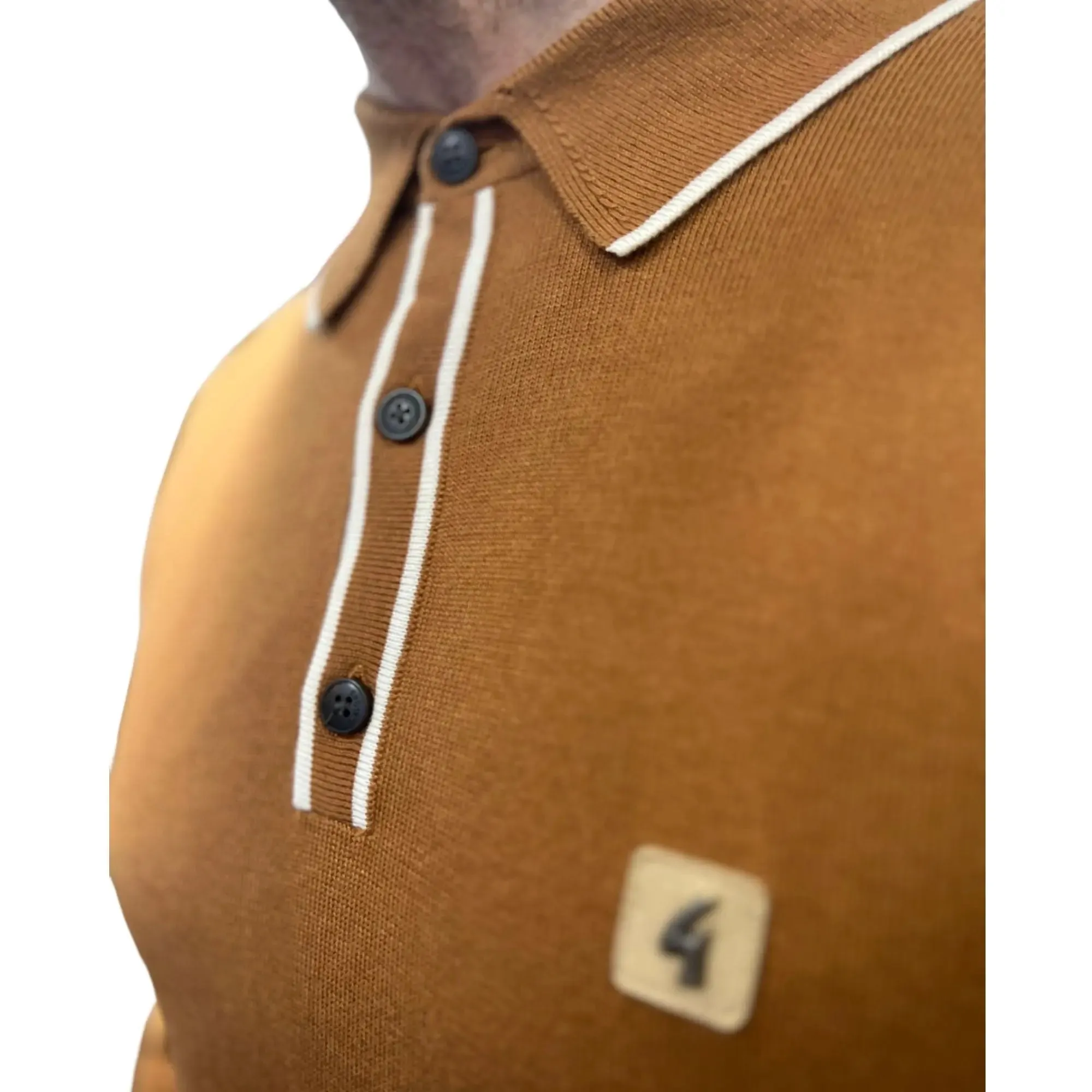 Lineker Walnut Long-Sleeved Knitted Polo