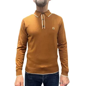 Lineker Walnut Long-Sleeved Knitted Polo