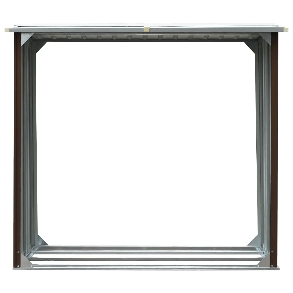 Log Storage Shed Galvanised Steel 172x91x154 cm Brown