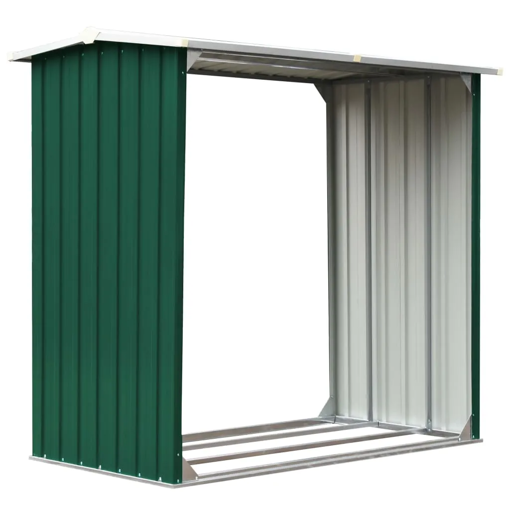 Log Storage Shed Galvanised Steel 172x91x154 cm Green