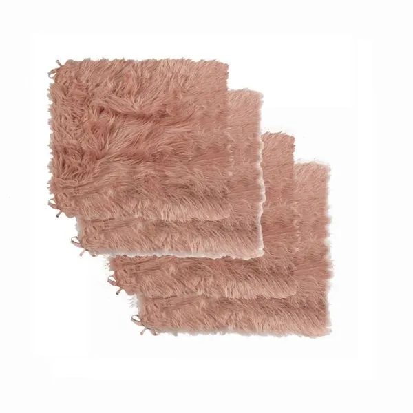 Luxe Home Decor Laredo Faux Sheepskin Seatpad-4-Piece 17"x17"