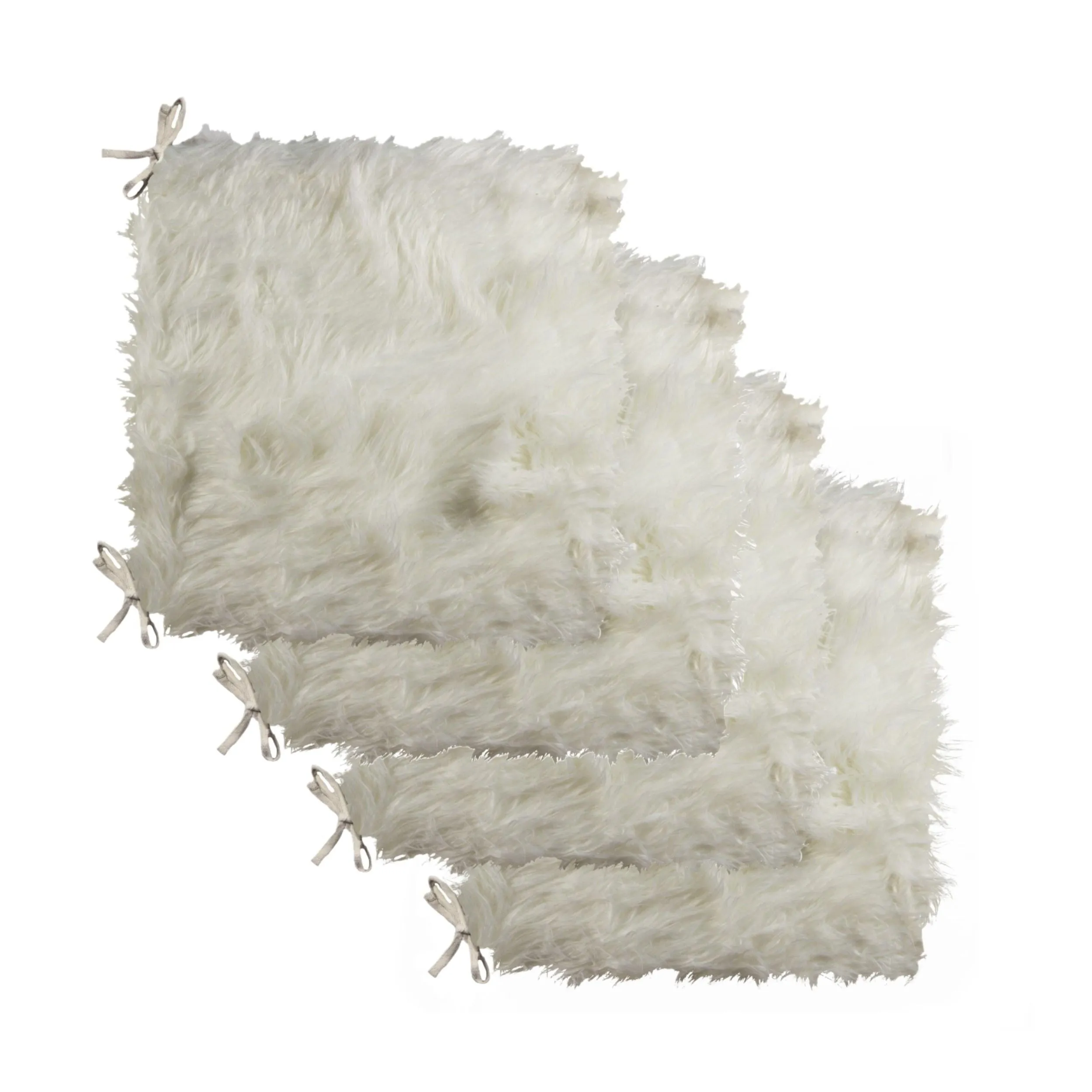 Luxe Home Decor Laredo Faux Sheepskin Seatpad-4-Piece 17"x17"