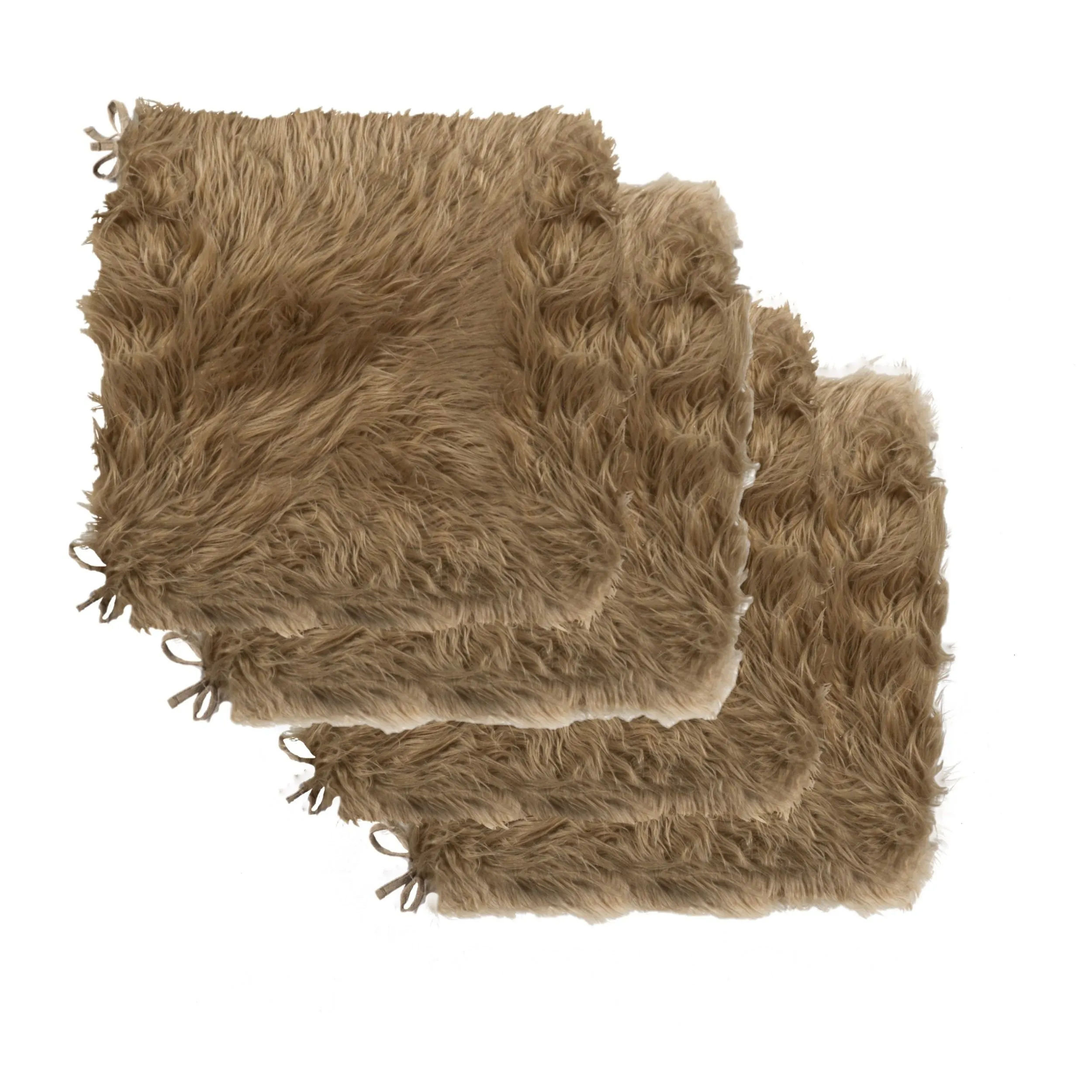 Luxe Home Decor Laredo Faux Sheepskin Seatpad-4-Piece 17"x17"
