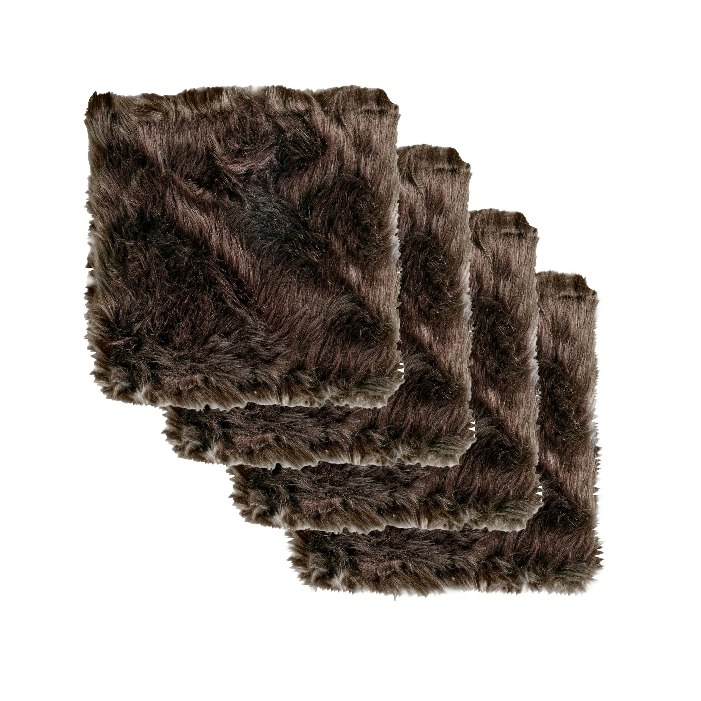 Luxe Home Decor Laredo Faux Sheepskin Seatpad-4-Piece 17"x17"