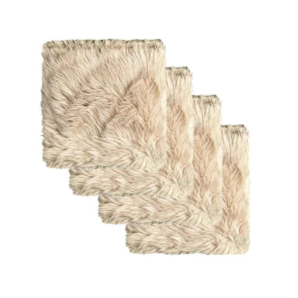 Luxe Home Decor Laredo Faux Sheepskin Seatpad-4-Piece 17"x17"
