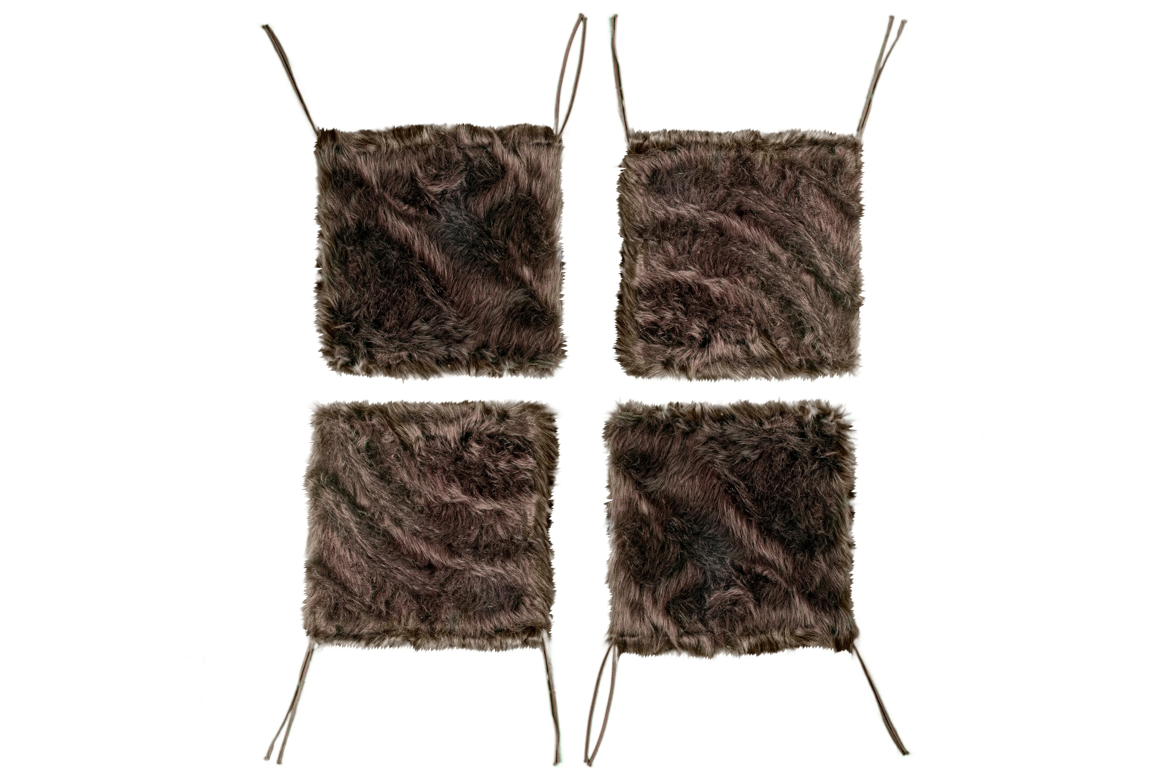 Luxe Home Decor Laredo Faux Sheepskin Seatpad-4-Piece 17"x17"
