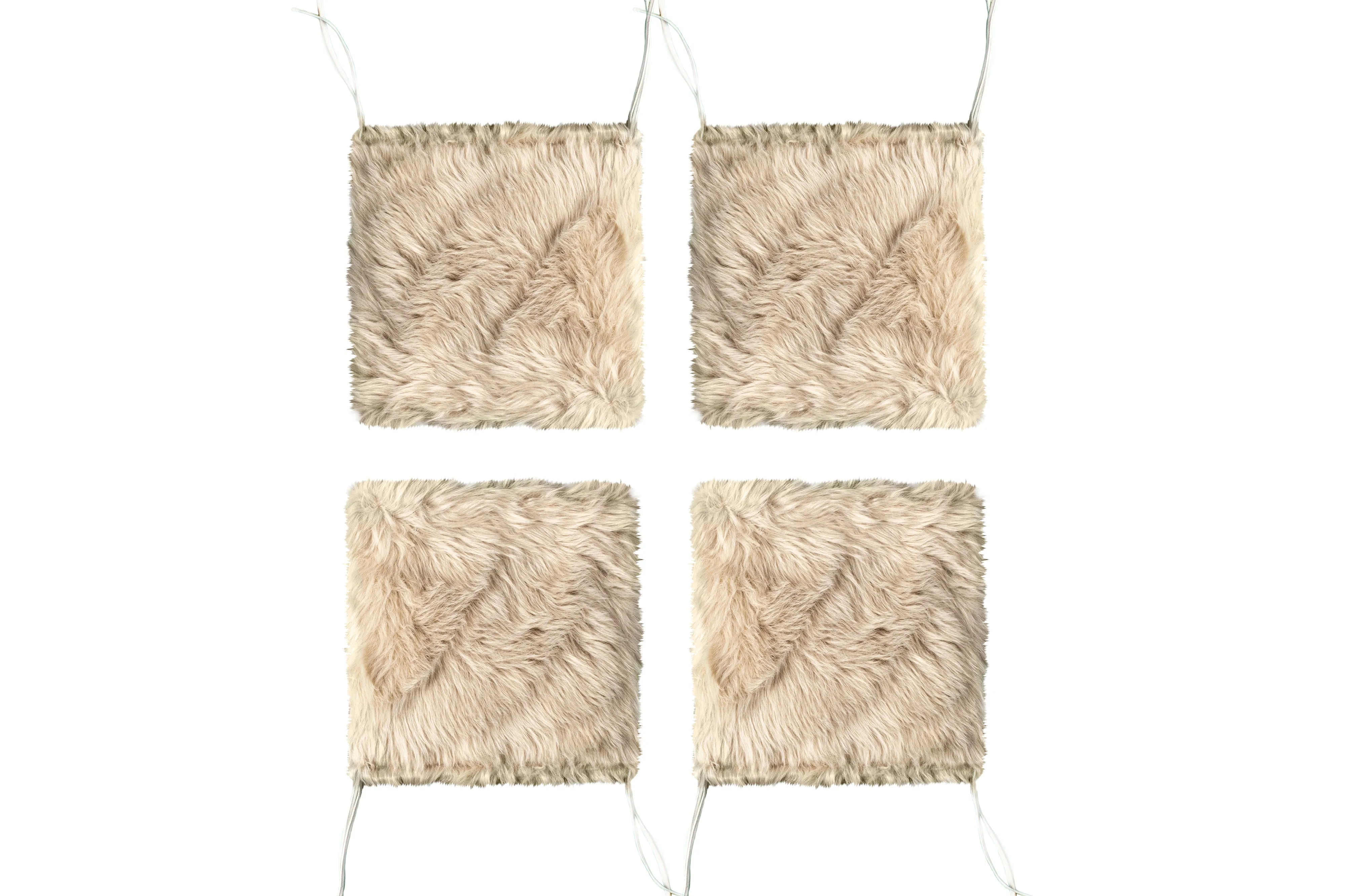 Luxe Home Decor Laredo Faux Sheepskin Seatpad-4-Piece 17"x17"