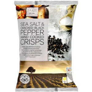 M&S Food Hand Cooked Sea Salt & Cracked Black Pepper Crisps 150g
