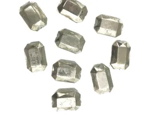 Metallic Silver Rectangular Plastic Beads
