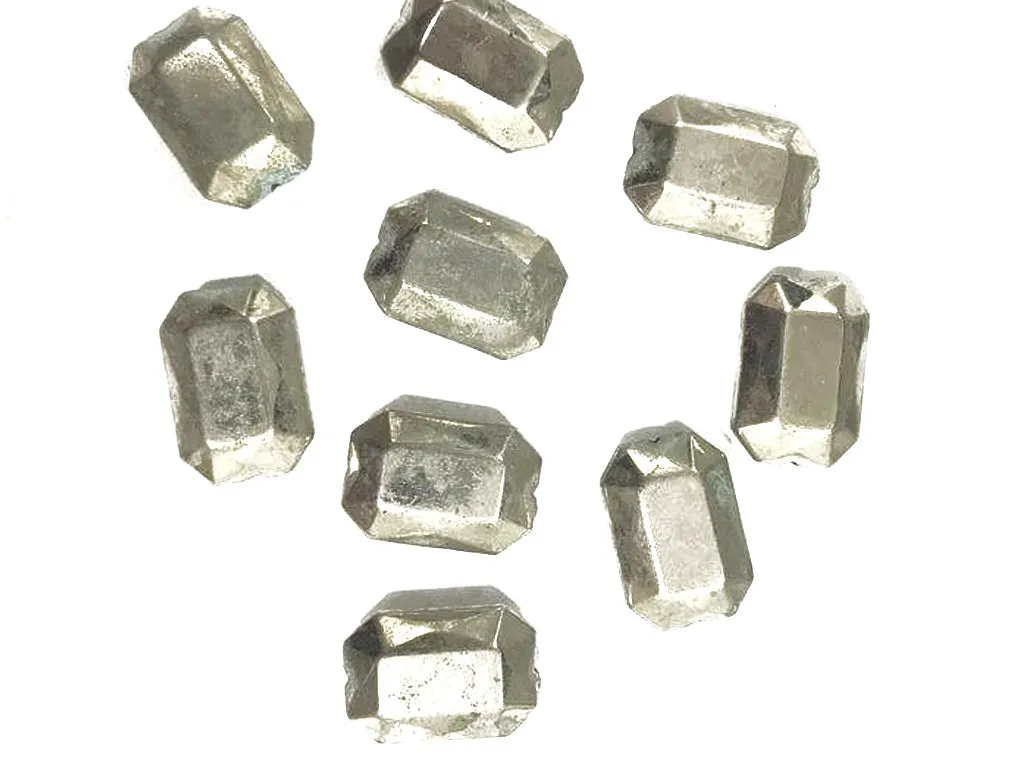 Metallic Silver Rectangular Plastic Beads