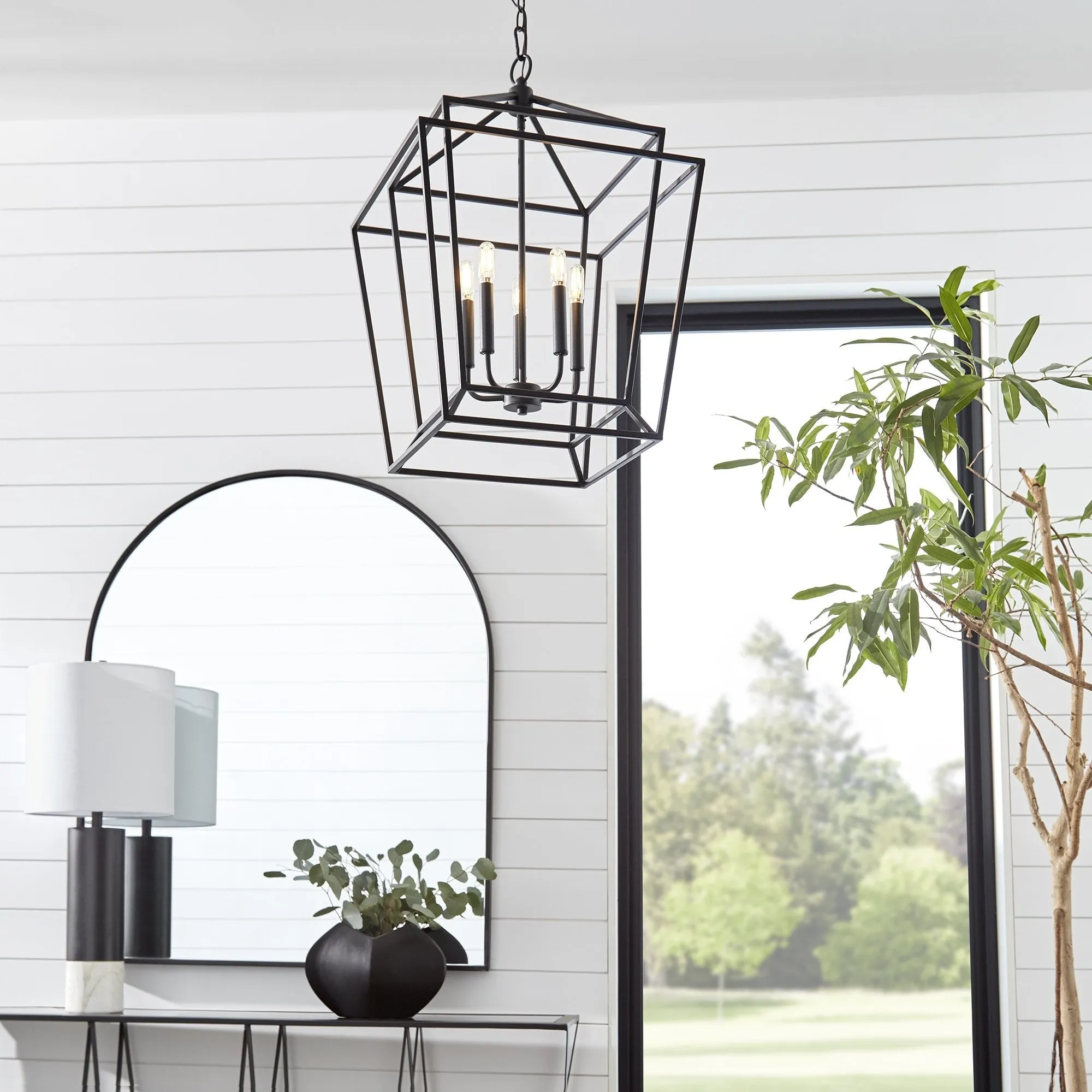 Monument 5 Light Entry Chandelier - Noir