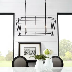 Monument 6 Light Linear Chandelier - Noir