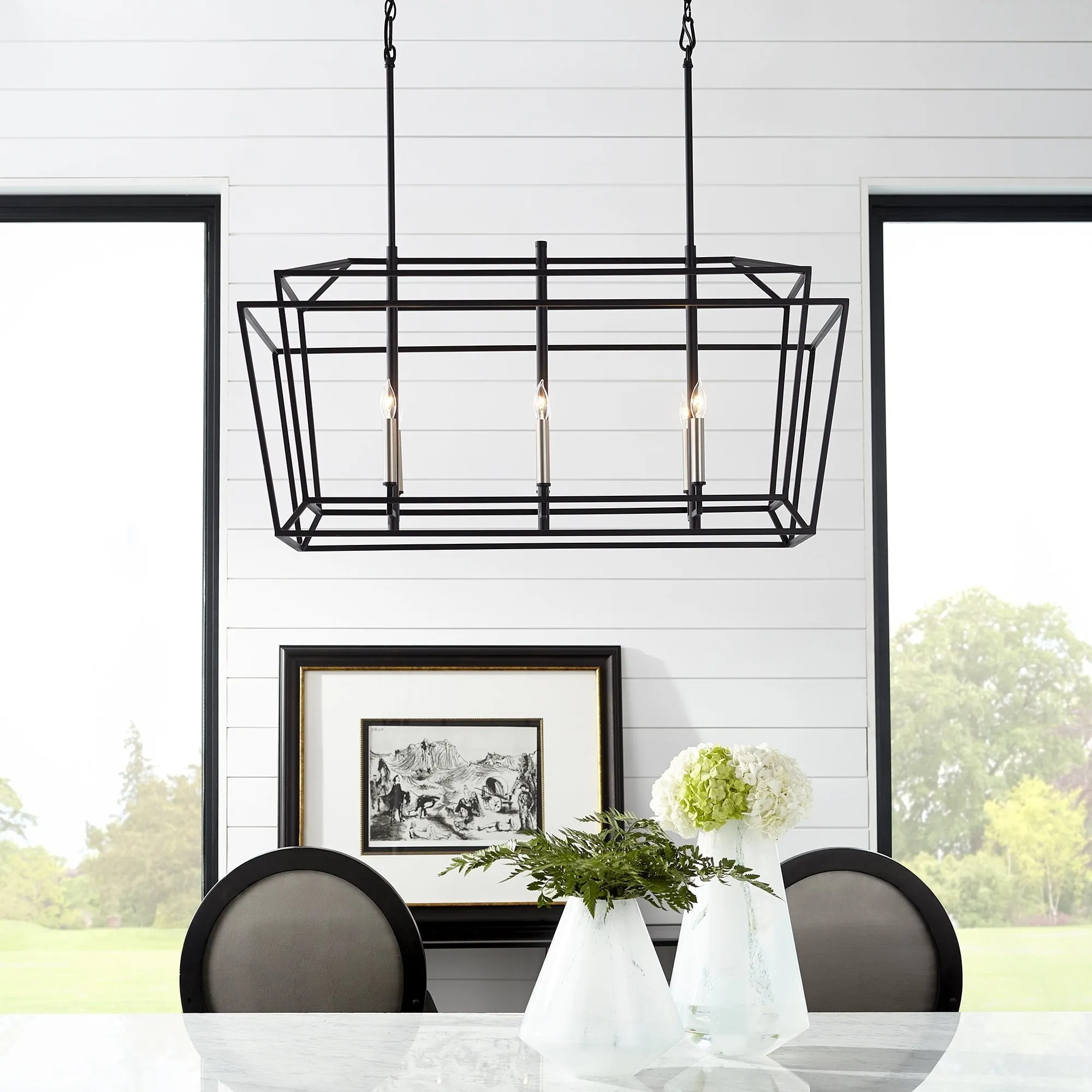 Monument 6 Light Linear Chandelier - Noir