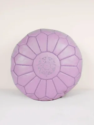 Moroccan Leather Pouffe, Vintage Pink