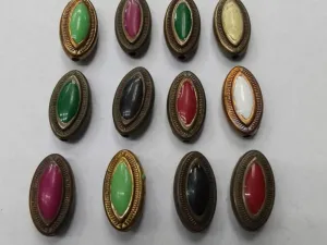 Multicolor Eye Designer Plastic Beads with Enamel and Gold Side Frame