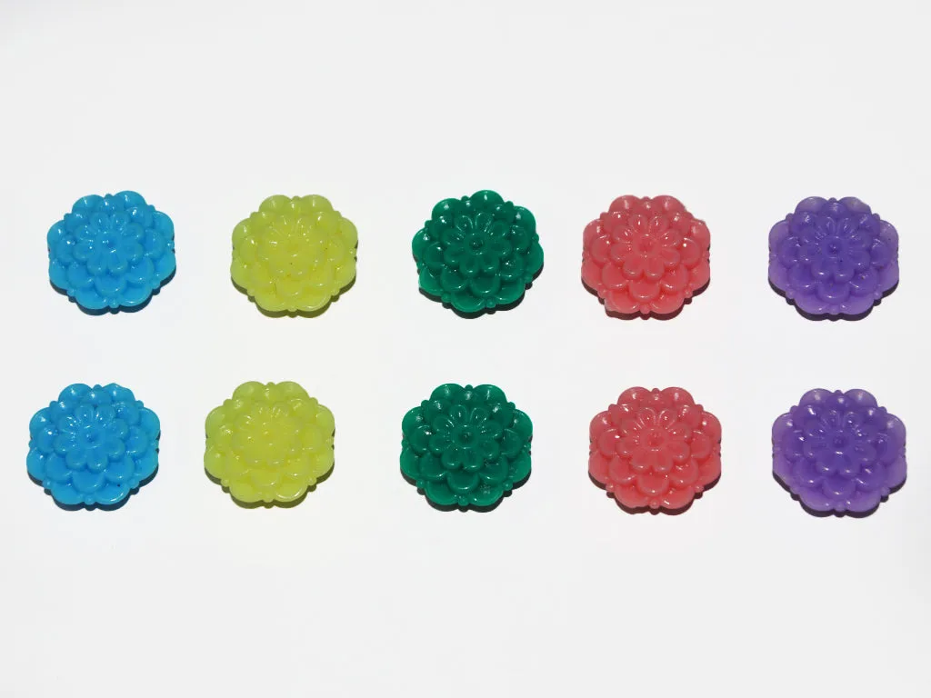 Multicolor Flower Plastic Beads