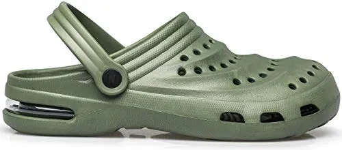 MURDESOT Mens Womens Garden Clogs Sandals Slip on Mules Slippers Air Cushion Water Shoes Army Green Size Women 11/Men 9.5