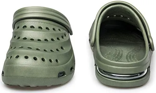 MURDESOT Mens Womens Garden Clogs Sandals Slip on Mules Slippers Air Cushion Water Shoes Army Green Size Women 11/Men 9.5