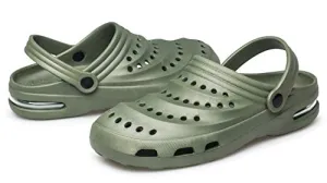 MURDESOT Mens Womens Garden Clogs Sandals Slip on Mules Slippers Air Cushion Water Shoes Army Green Size Women 11/Men 9.5