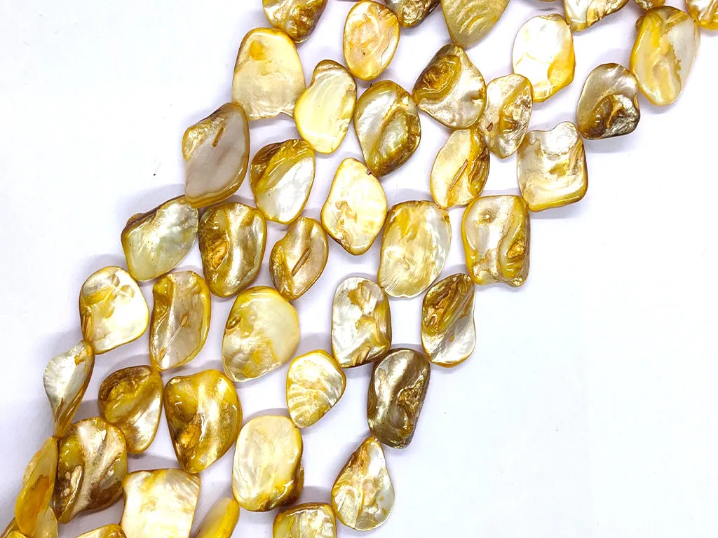 Mustard Brown Uncut Shell Beads