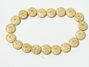 Mustard Yellow Designer Circular Plastic Beads - 18 mm