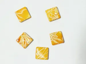 Mustard Yellow Designer Square Plastic Beads - 22x22 mm