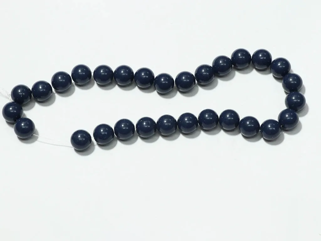 Navy Blue Circular Plastic Beads - 14 mm