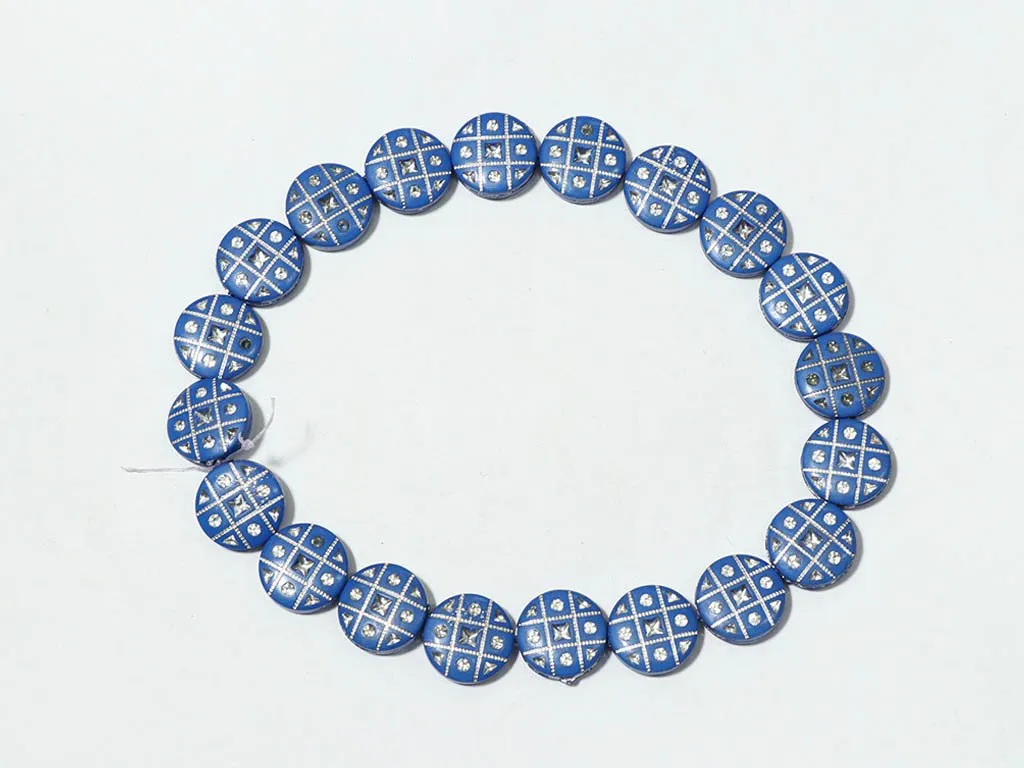 Navy Blue Designer Circular Plastic Beads - 18mm