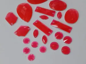 Neon Pink Assorted 2 Hole Plastic Stones