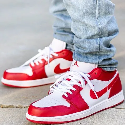 New Air Jordan 1 Low Gym Red White Shoes For Men And Boys Basketball Shoes 553558-611