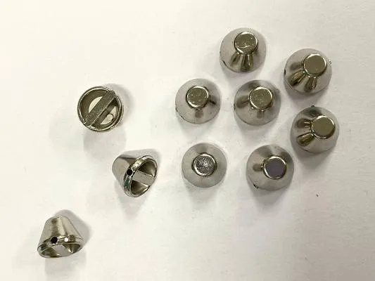 Nickel Silver Flat Triangular Plastic Stud Beads- 12 mm