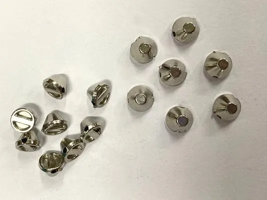 Nickel Silver Flat Triangular Plastic Stud Beads- 8 mm