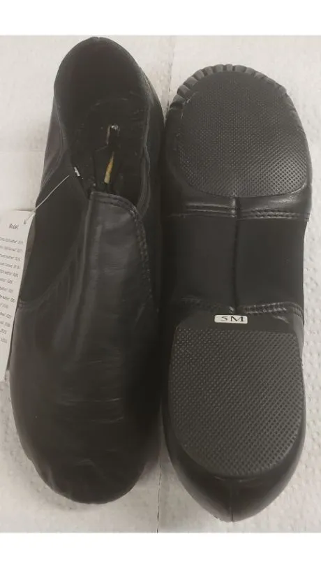 Nicolette -- Leather Split Sole Jazz Slip-on -- Black
