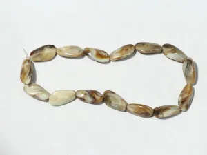 Off White Brown Designer Uneven Plastic Beads - 22x16 mm