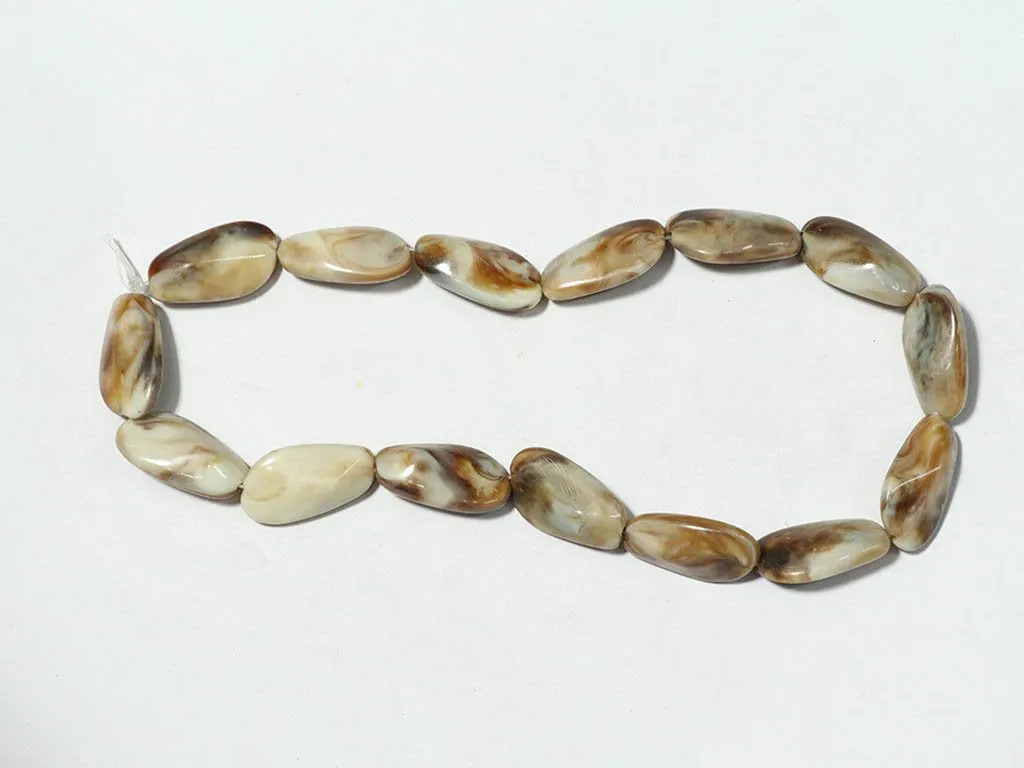 Off White Brown Designer Uneven Plastic Beads - 22x16 mm